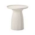 Ivory Round Fluted Pedestal Coffee Table, 23.6 in Diameter x 21.7 in H, Magnesium Oxide