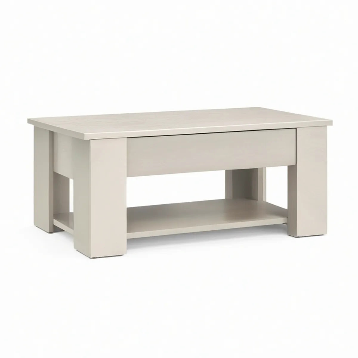 Light Gray Rectangular Storage Table with Drawer and Open Shelf, 40 x 22 x 18 in