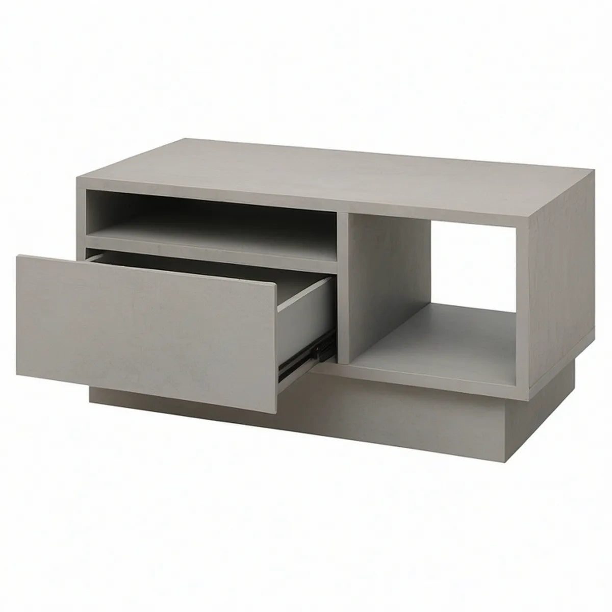 Gray Rectangular Coffee Table with Drawer and Open Storage, 47.2 x 23.6 x 17.7 in