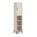 White Storage Cabinet with Black Steel Frame, 24 x 16 x 72 in.