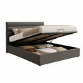 King Size Dark Gray Upholstered Hydraulic Lift Storage Bed Frame, 80 x 84 x 48 in