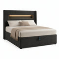 Queen Black Upholstered Storage Bed with LED Headboard, 64 x 86 x 55 in