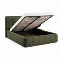 Queen Lift-Up Storage Bed Frame, Olive Green Polyester Velvet, 86 x 65 x 45 in